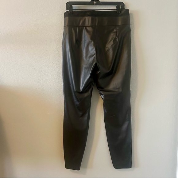 ZARA Vegan Leather Leggings Womens L High Waist Ankle Zip - Picture 7 of 10